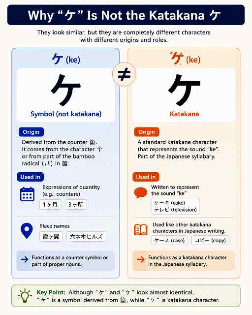 Why "ヶ" Is Not the Katakana ケ