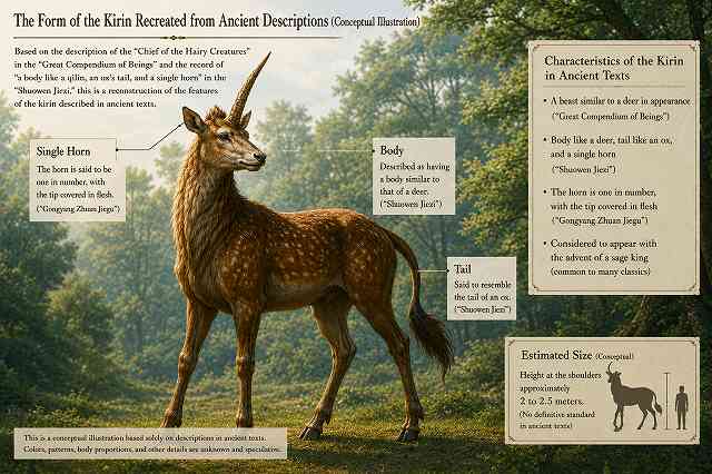 One possible reconstruction of the Kirin based solely on descriptions found in early Chinese texts.