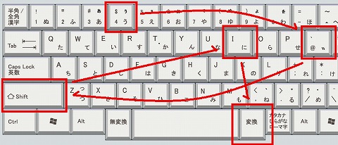 かな入力でヴィの打ち方の画像
