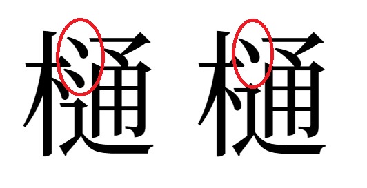 樋の標準字体と異体字