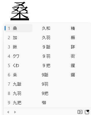 くわ変換候補全て