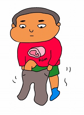 ズボンをはく動作