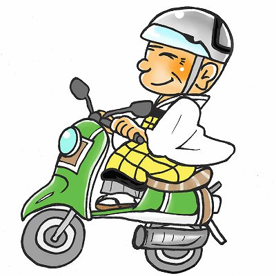 師走のイメージ：スクーターに乗った坊さん
