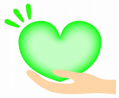 手に乗せた緑のハート