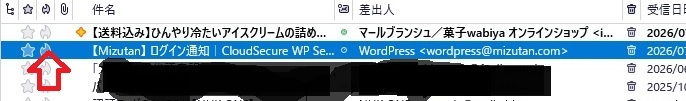 CloudSecure WP Securityからの通知メール