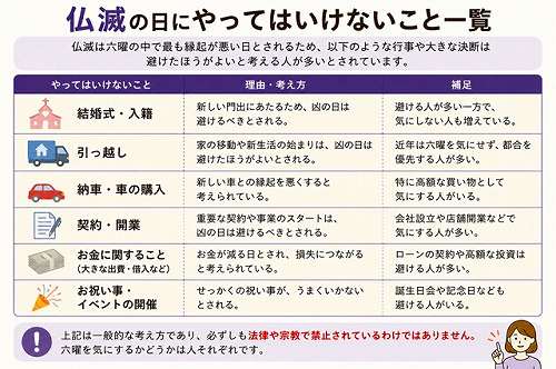 仏滅やってはいけないこと
