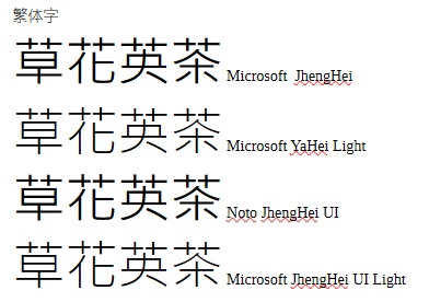 中国語繁体字フォント